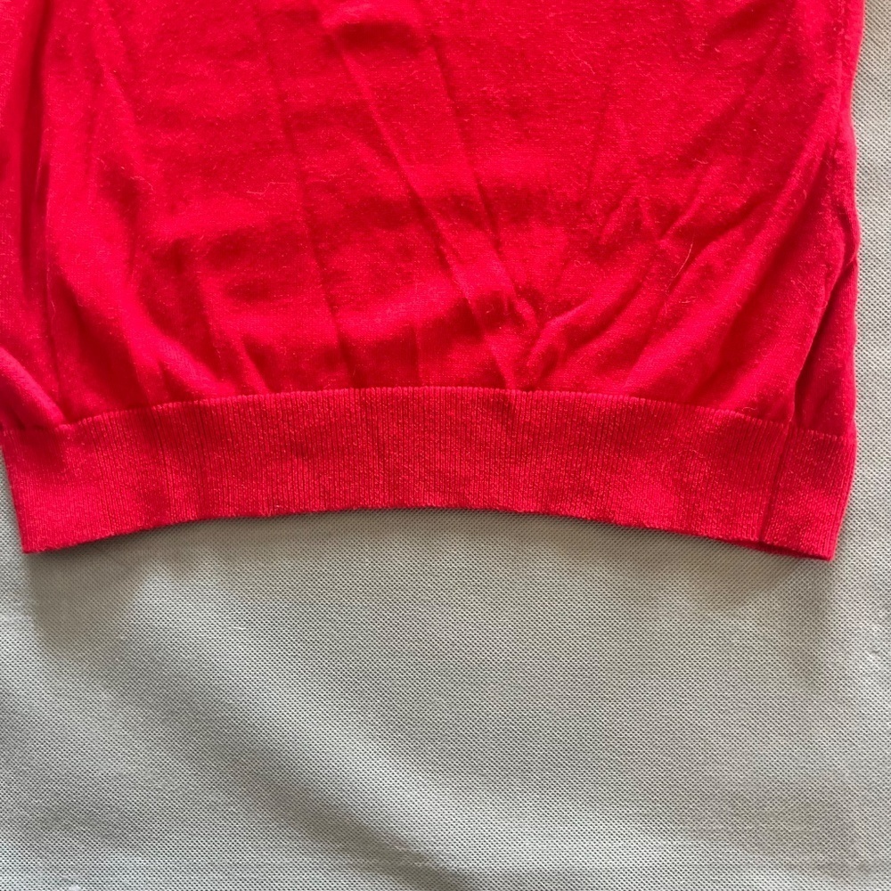 Lauren Ralph Lauren Red Cotton Buckle Neck Detail Long Sleeve Sweater M - Picture 2 of 6